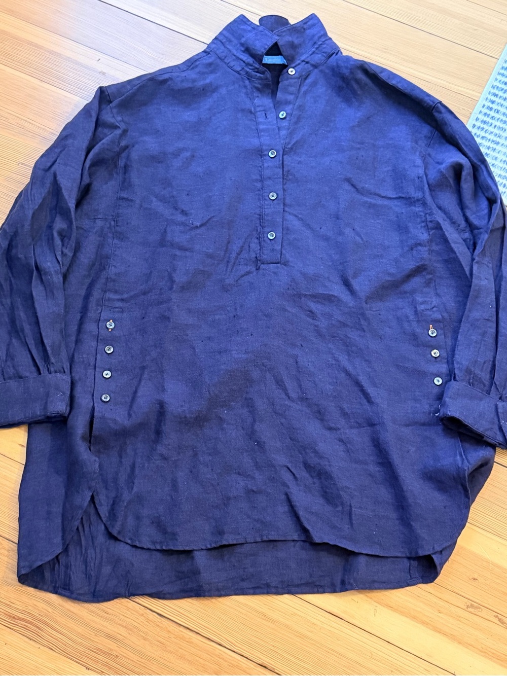 J. McLaughlin linen tunic m Navy Blue